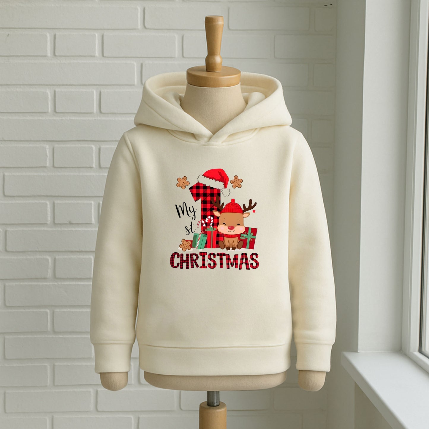 1 Yaş Yılbaşı Temalı Bebek & Çocuk Sweatshirt – Geyikli “My 1st Christmas” Tasarım