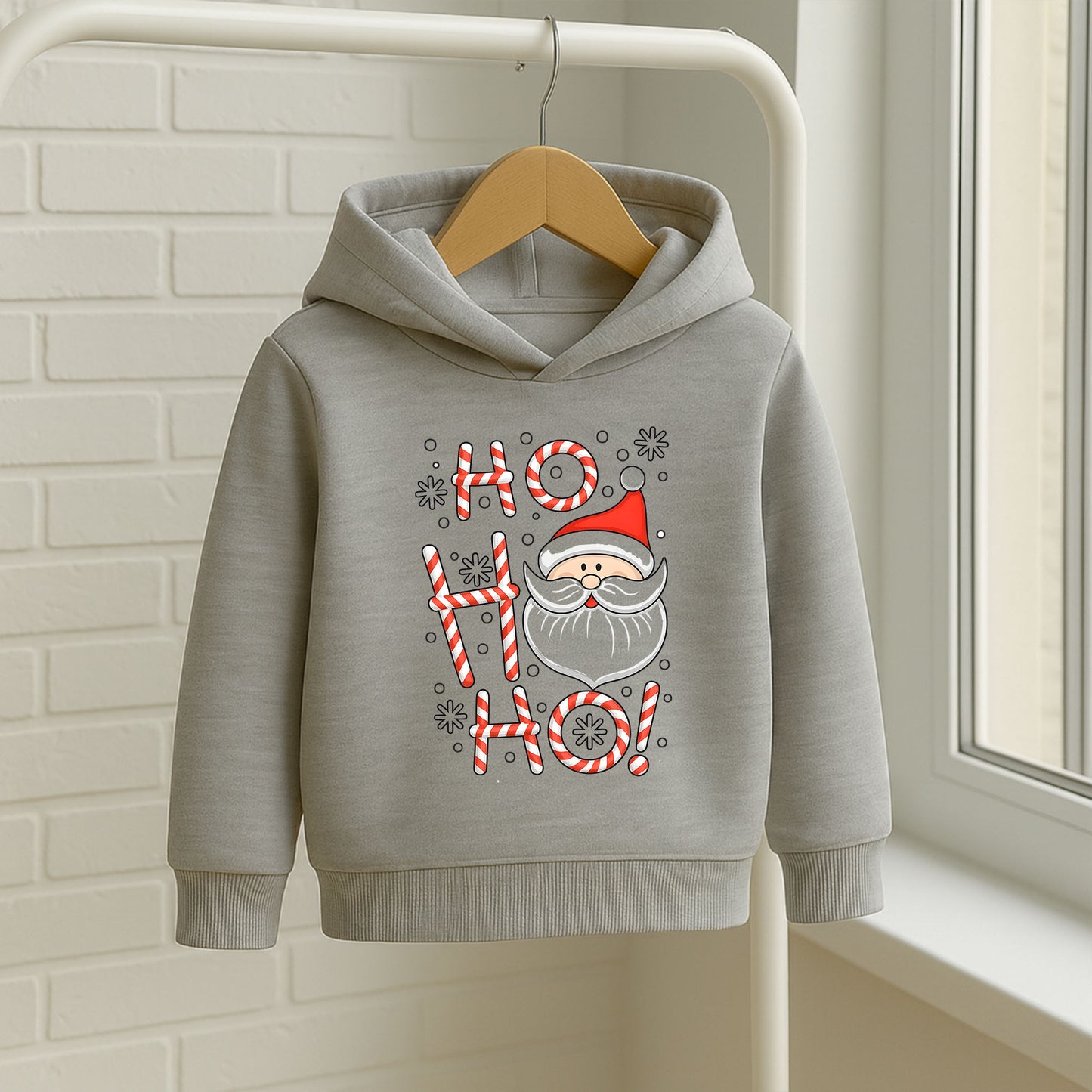 Ho Ho Ho Noel Baba Şeker Çubuğu Baskılı Yılbaşı Sweatshirt