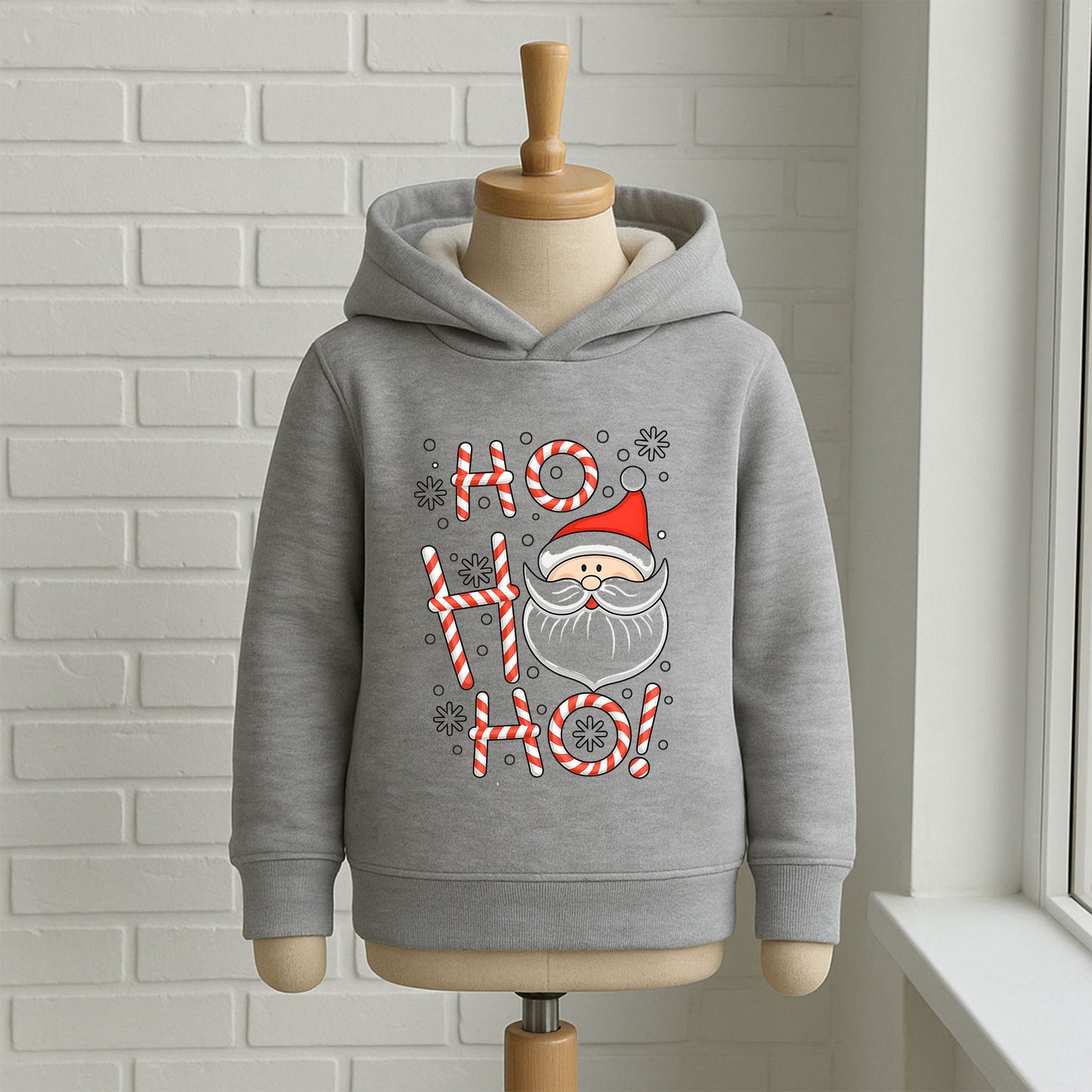 Ho Ho Ho Noel Baba Şeker Çubuğu Baskılı Yılbaşı Sweatshirt