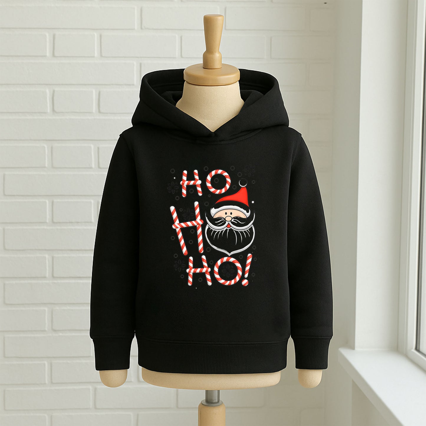 Ho Ho Ho Noel Baba Şeker Çubuğu Baskılı Yılbaşı Sweatshirt