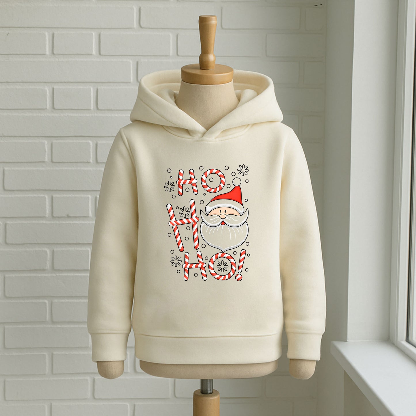 Ho Ho Ho Noel Baba Şeker Çubuğu Baskılı Yılbaşı Sweatshirt