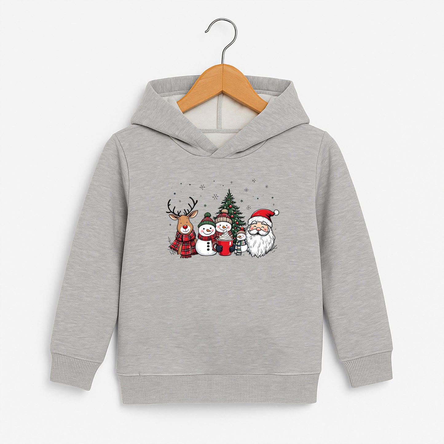 Yılbaşı Ailesi Noel Baba Kardan Adam Geyik Baskılı Sweatshirt