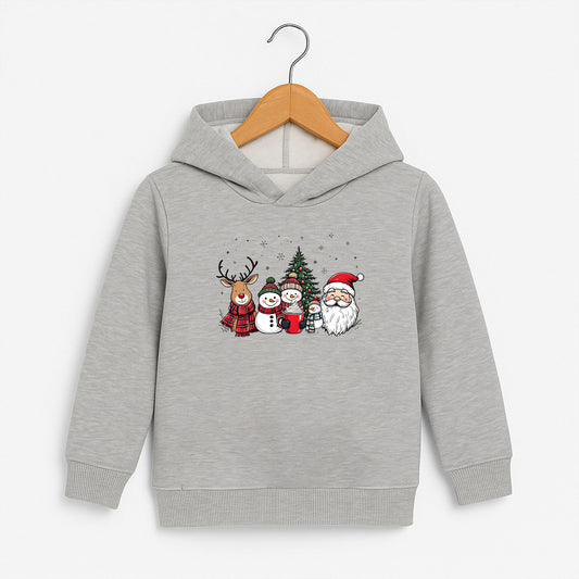 Yılbaşı Ailesi Noel Baba Kardan Adam Geyik Baskılı Sweatshirt