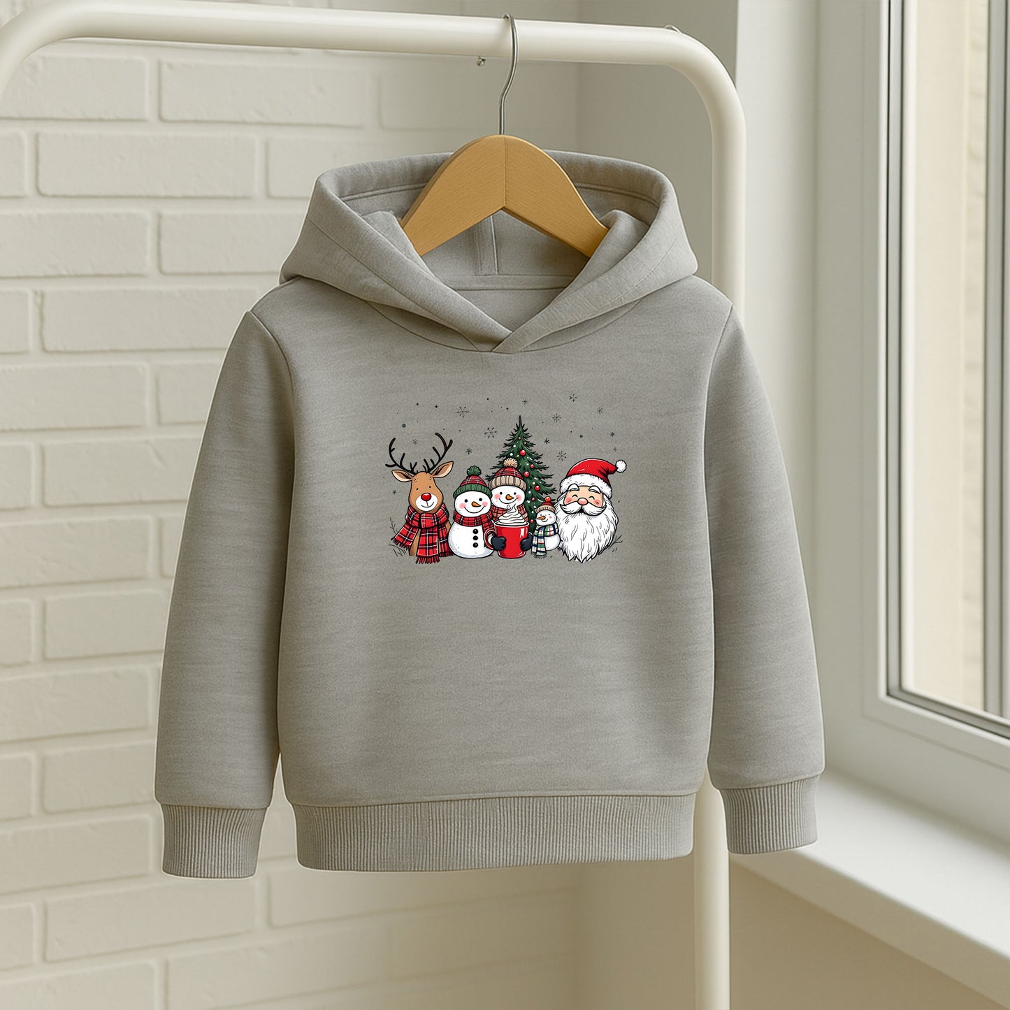 Yılbaşı Ailesi Noel Baba Kardan Adam Geyik Baskılı Sweatshirt