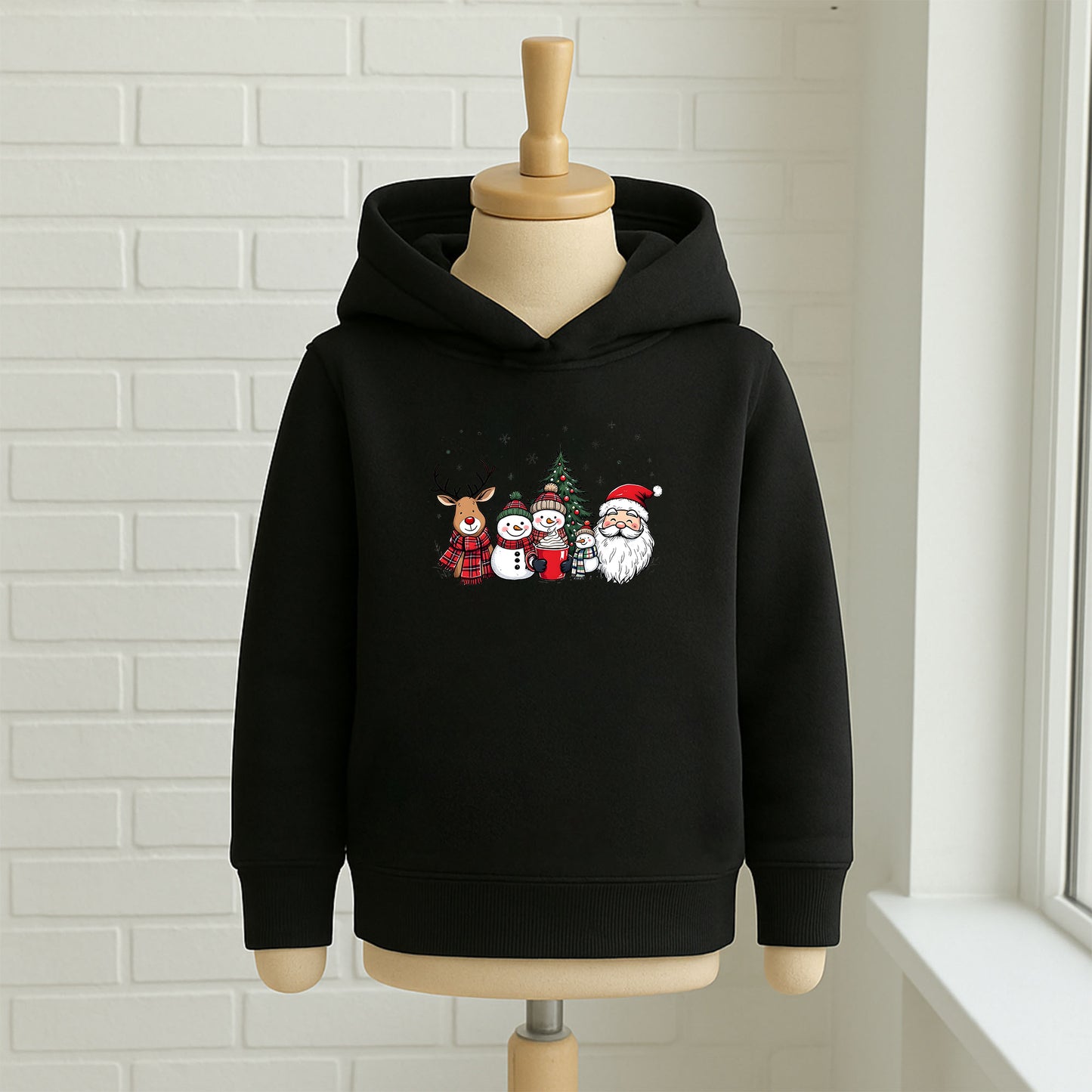 Yılbaşı Ailesi Noel Baba Kardan Adam Geyik Baskılı Sweatshirt