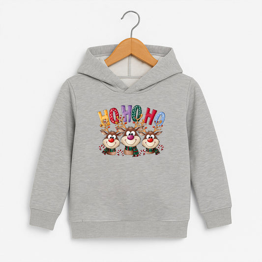 Ho Ho Ho Geyik Baskılı Yılbaşı Sweatshirt
