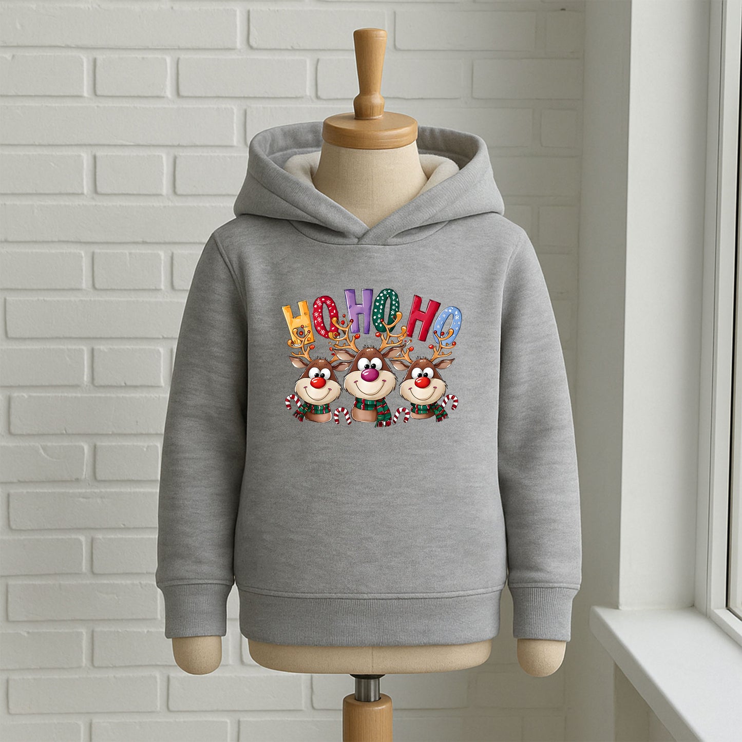 Ho Ho Ho Geyik Baskılı Yılbaşı Sweatshirt