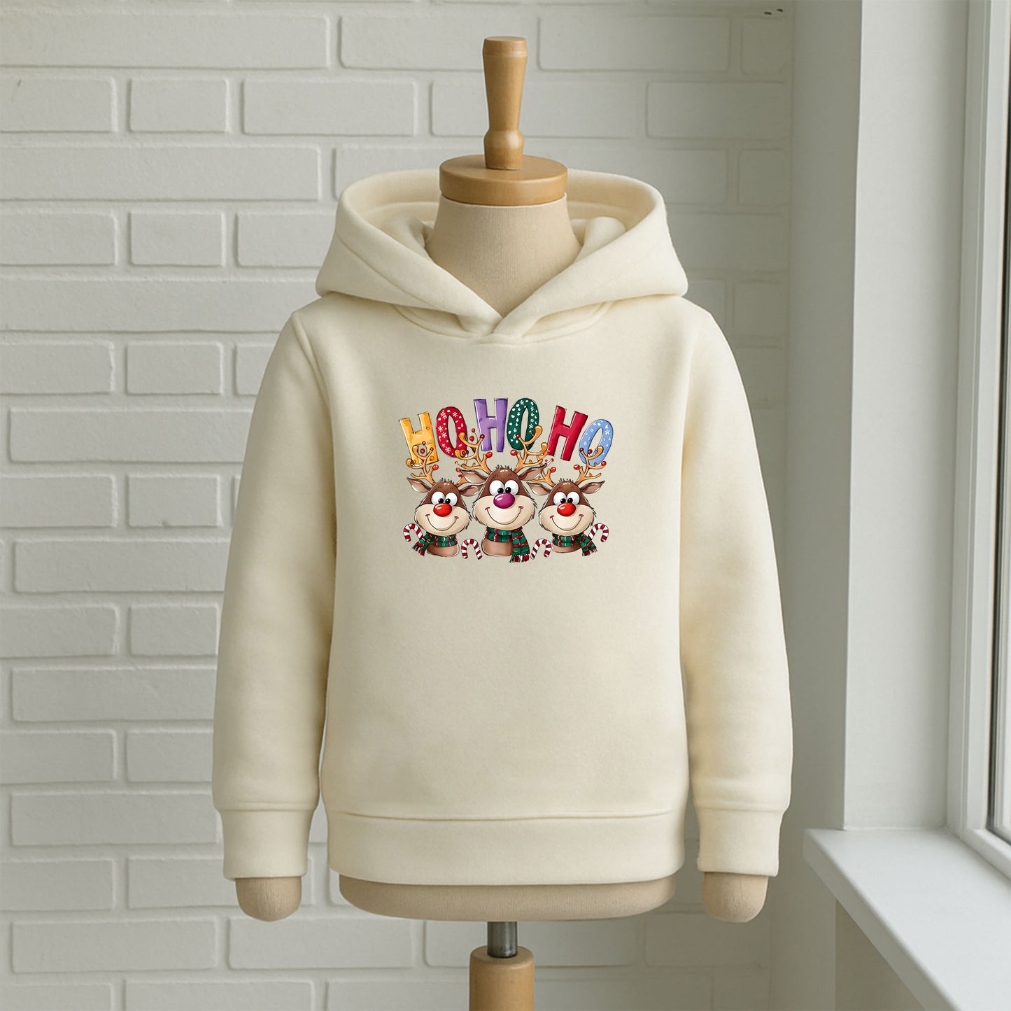 Ho Ho Ho Geyik Baskılı Yılbaşı Sweatshirt