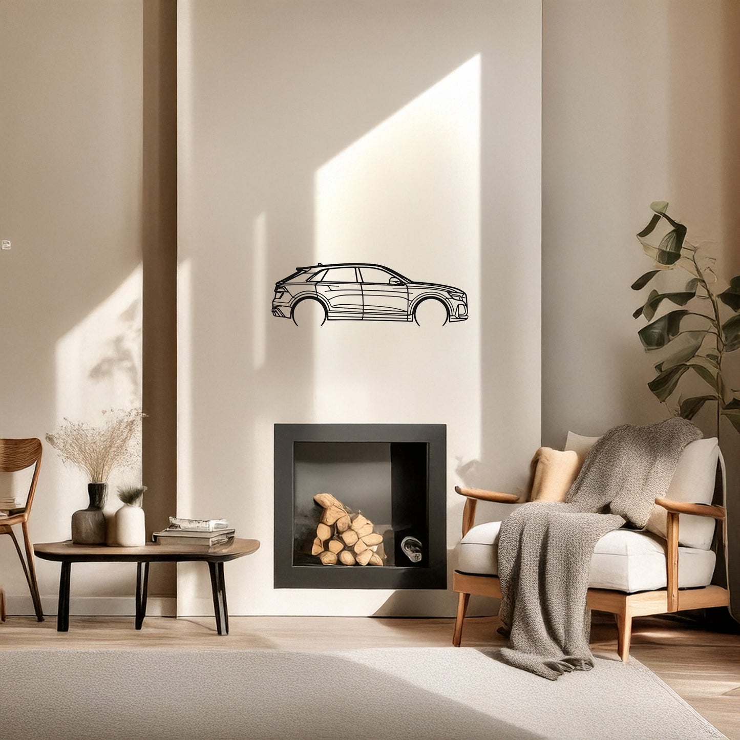 Audi Q8 Metal Duvar Tablosu – Elektrostatik Siyah Boyalı Modern SUV Dekoru