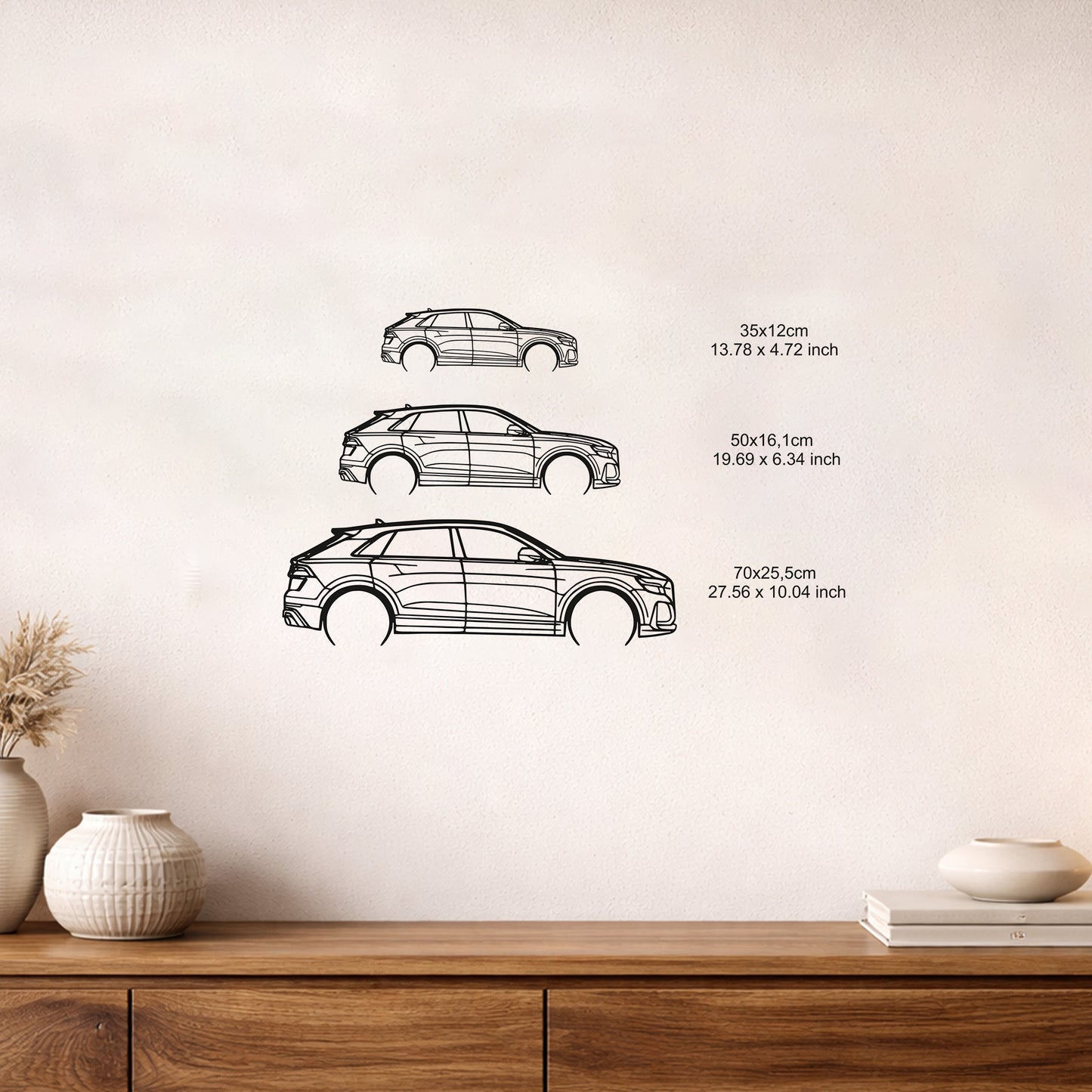 Audi Q8 Metal Duvar Tablosu – Elektrostatik Siyah Boyalı Modern SUV Dekoru