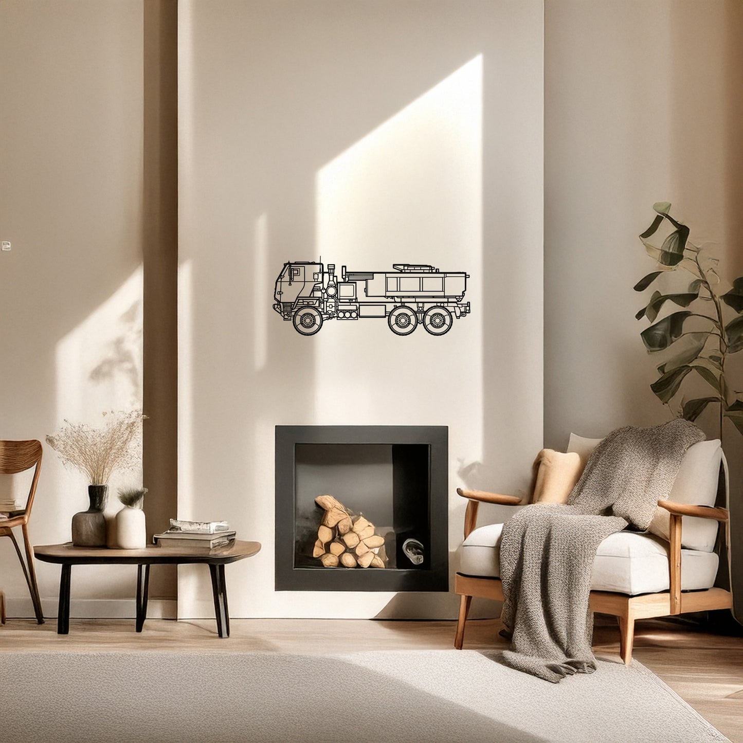 M412 Askeri Kamyon Modern Metal Duvar Tablosu Elektrostatik Siyah Boyalı Dekoratif Sanat