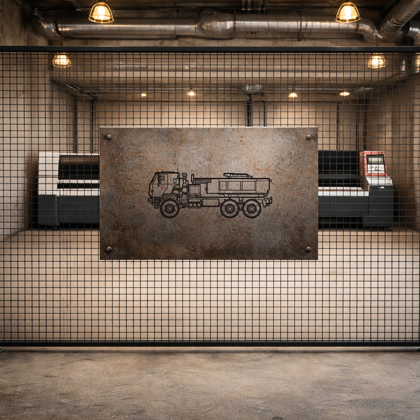 M412 Askeri Kamyon Modern Metal Duvar Tablosu Elektrostatik Siyah Boyalı Dekoratif Sanat