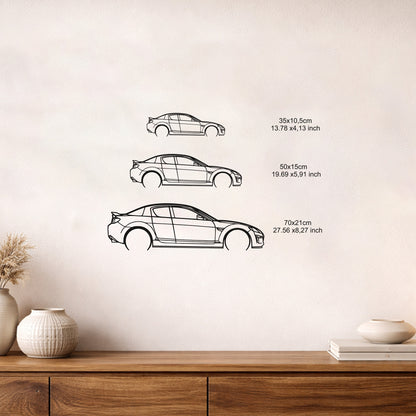 Mazda RX 8 Modern Metal Duvar Tablosu Özel Tasarım Araba Silüeti Duvar Dekoru