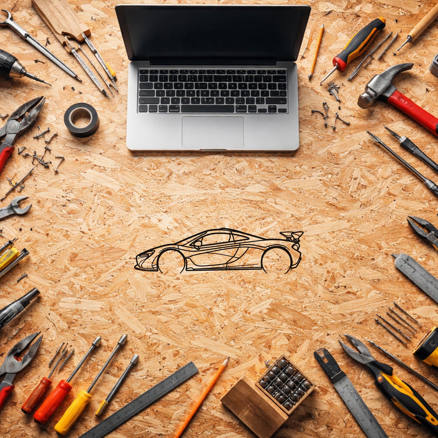 McLaren P1 Hibrit Hiper Araba Metal Duvar Tablosu Özel Seri Duvar Sanatı