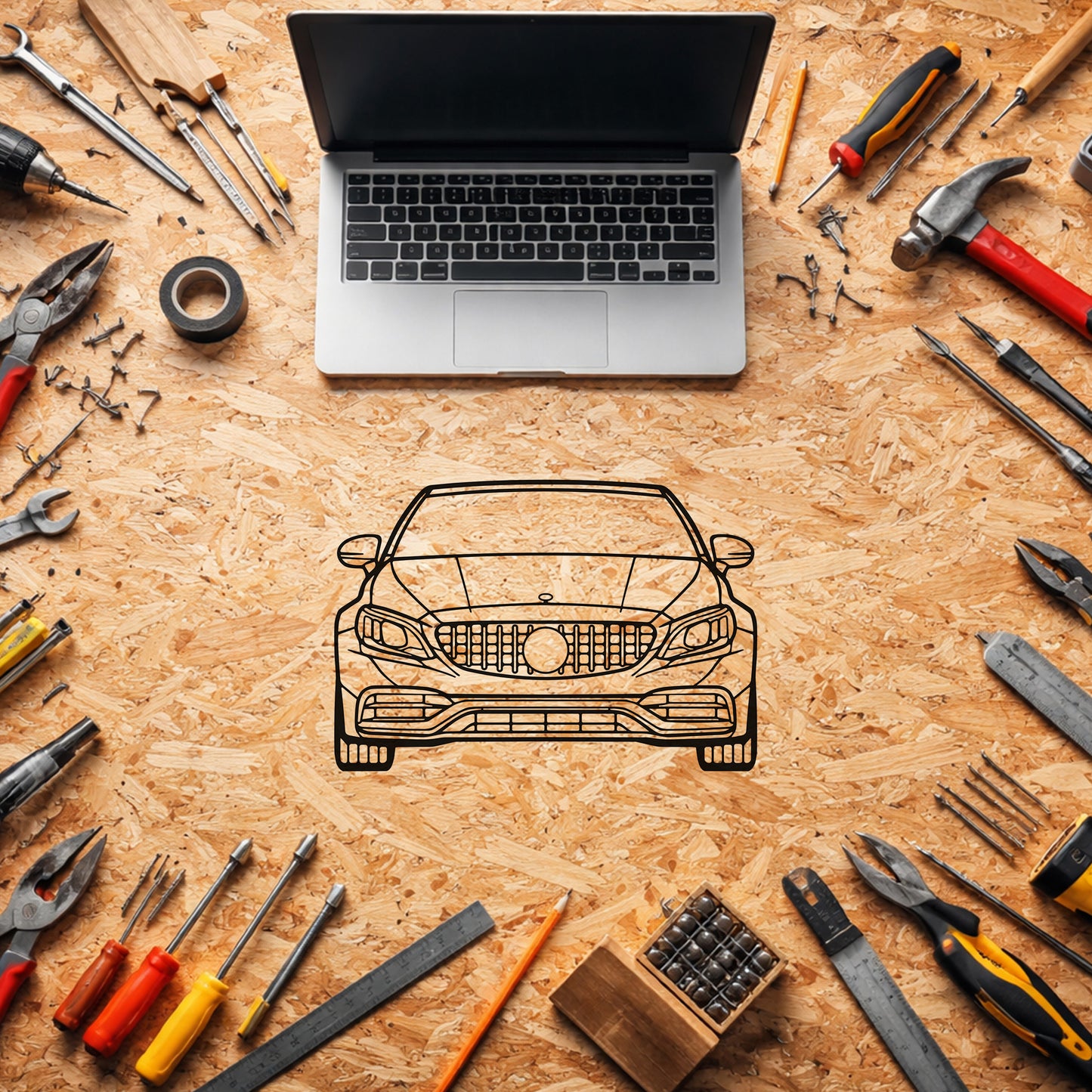 Mercedes G63 AMG Ön Görünüm Metal Duvar Tablosu Agresif Tasarım Metal Dekor