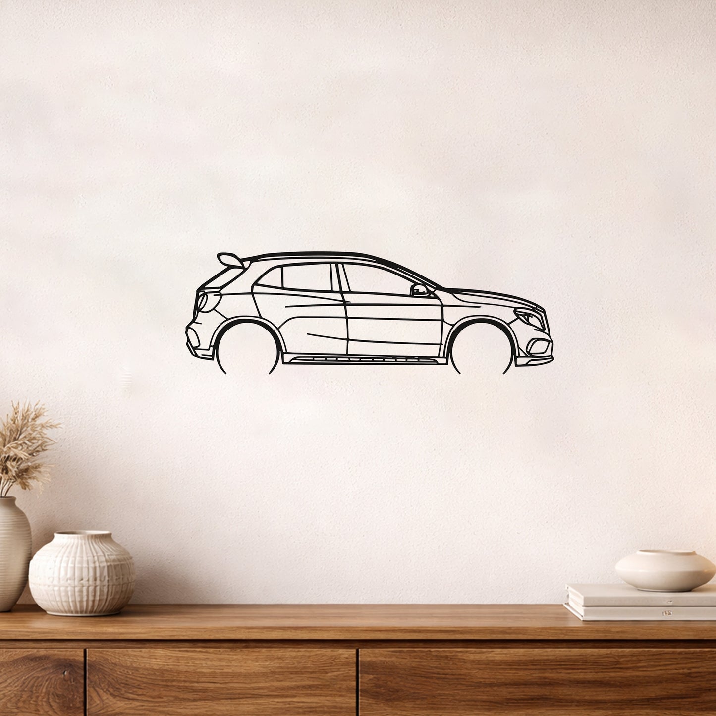 Mercedes GLA 45 Metal Duvar Tablosu Sportif Araba Silüeti Metal Duvar Dekoru