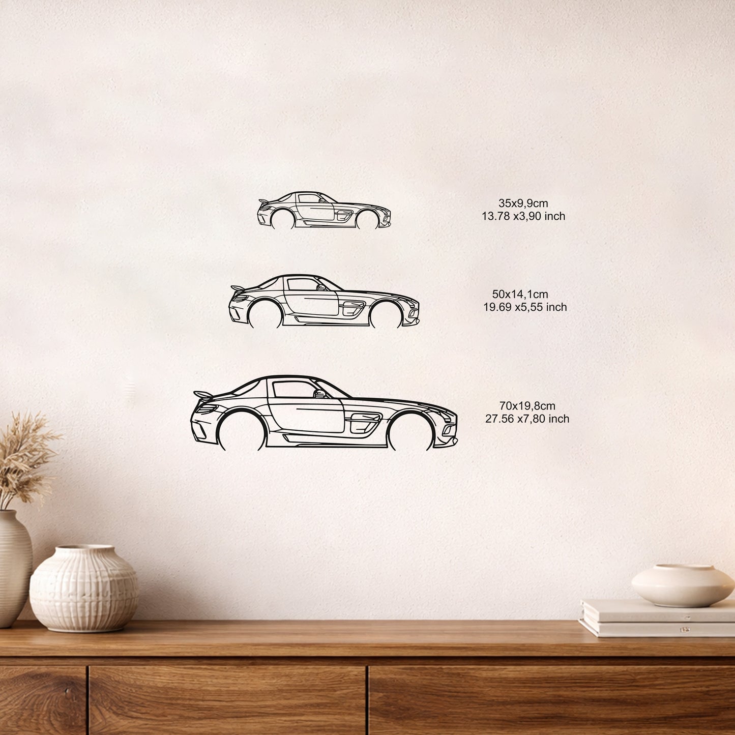 Mercedes SL AMG Metal Duvar Tablosu Özel Tasarım Araba Silüeti Dekorasyonu