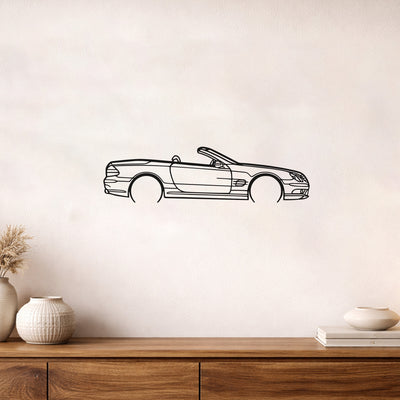 Mercedes SL55 R230 Metal Duvar Tablosu Klasik Roadster Silüeti Metal Dekor