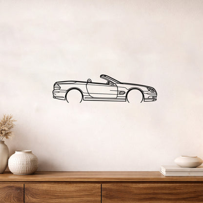 Mercedes SL55 R230 Metal Duvar Tablosu Klasik Roadster Silüeti Metal Dekor