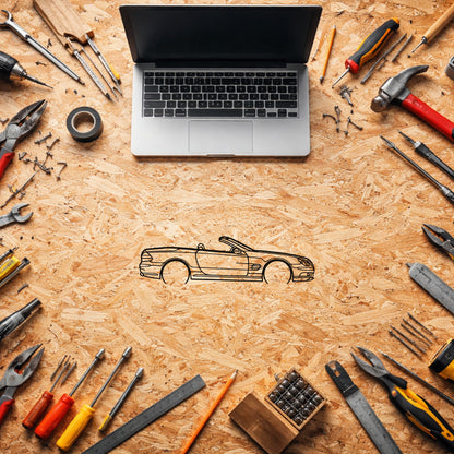 Mercedes SL55 R230 Metal Duvar Tablosu Klasik Roadster Silüeti Metal Dekor