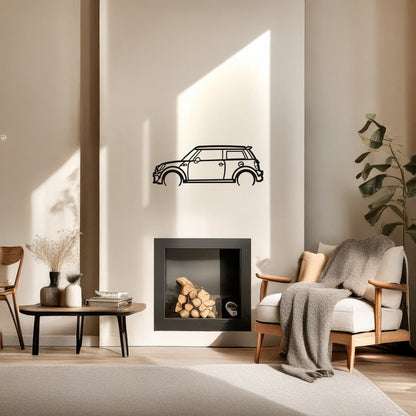 Mini Cooper Metal Duvar Tablosu İkonik Tasarım Metal Araba Duvar Dekoru