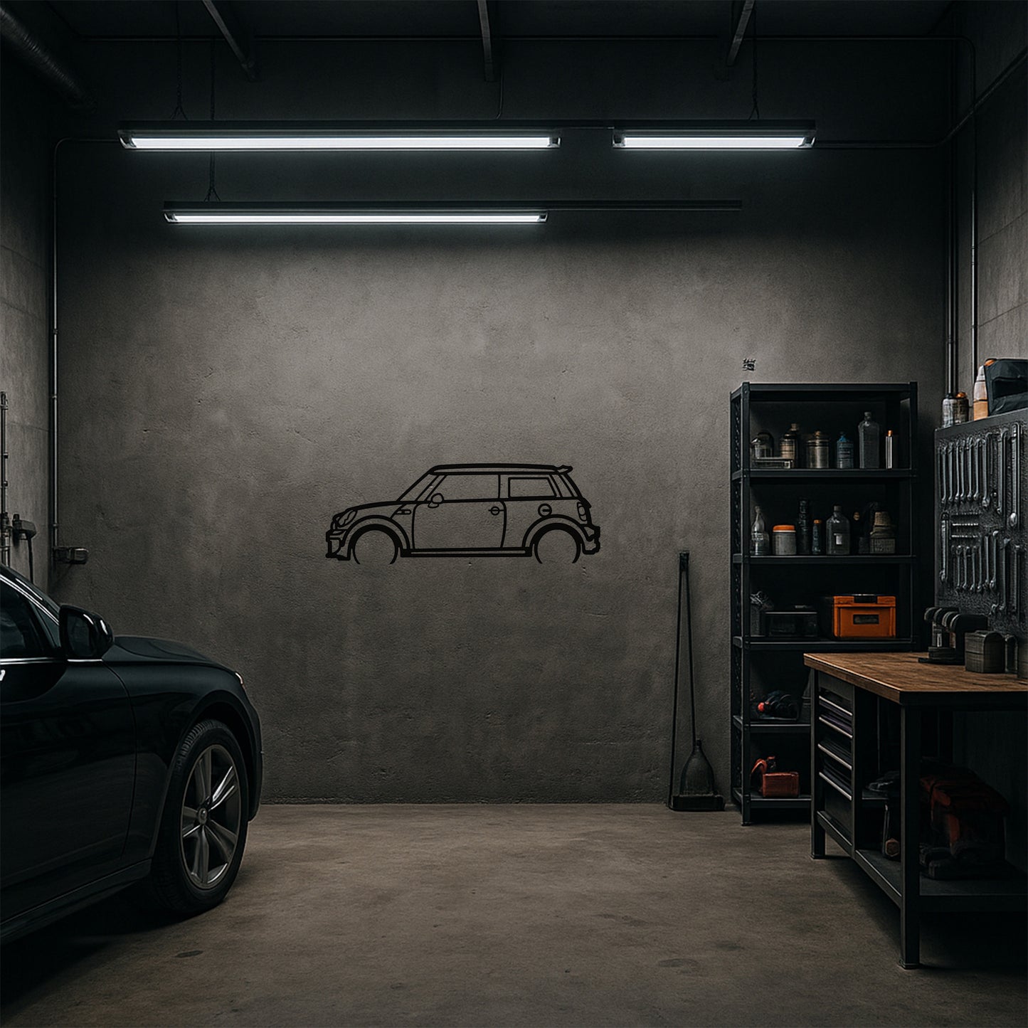 Mini Cooper Metal Duvar Tablosu İkonik Tasarım Metal Araba Duvar Dekoru