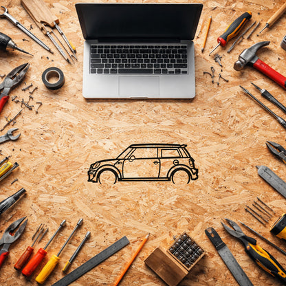 Mini Cooper Metal Duvar Tablosu İkonik Tasarım Metal Araba Duvar Dekoru