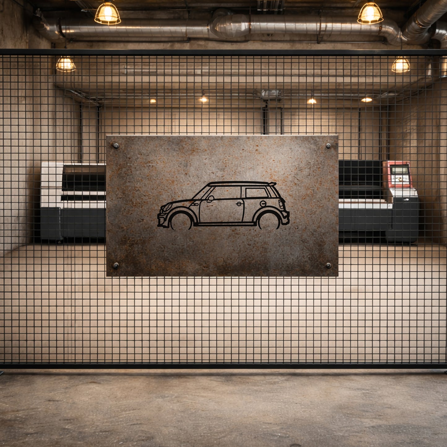 Mini Cooper Metal Duvar Tablosu İkonik Tasarım Metal Araba Duvar Dekoru