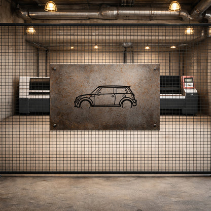 Mini Cooper Metal Duvar Tablosu İkonik Tasarım Metal Araba Duvar Dekoru
