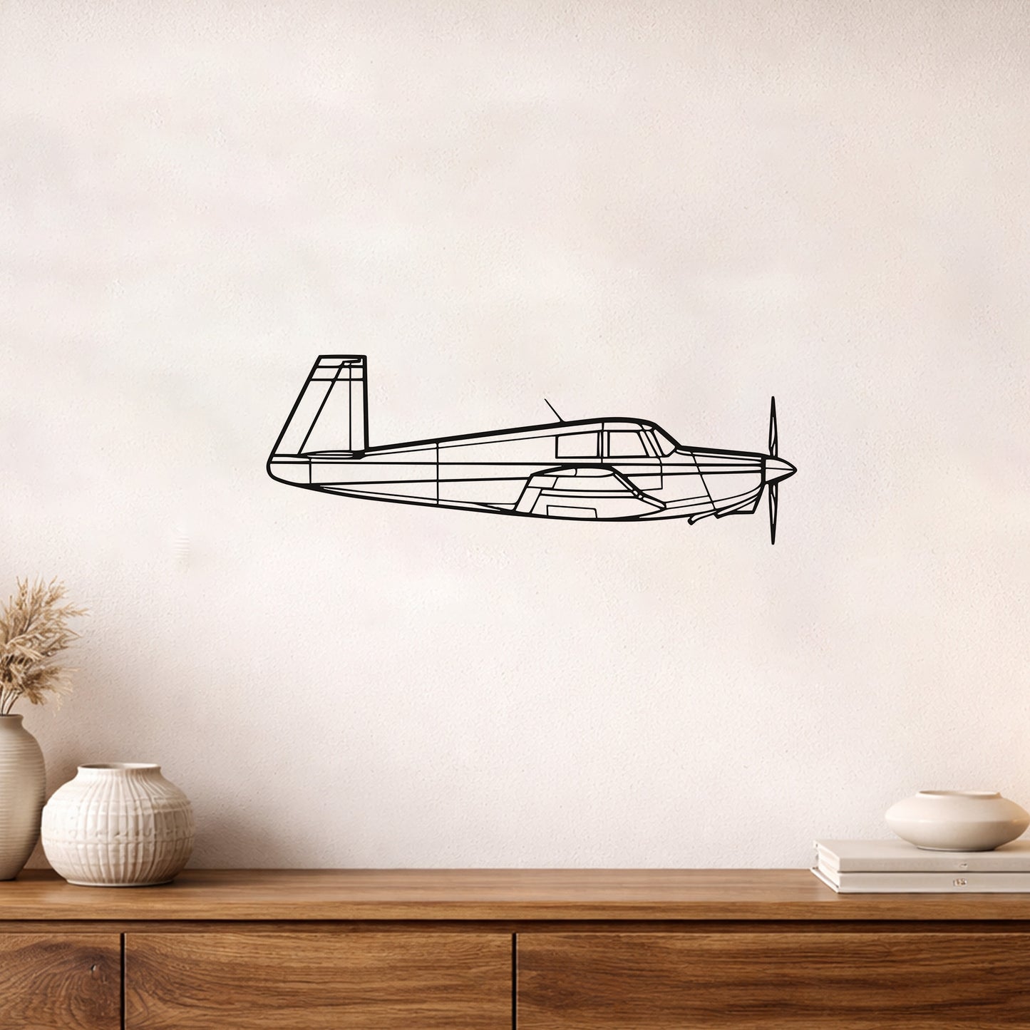 Mooney M20C Uçak Metal Duvar Tablosu Modern Havacılık Sanatı