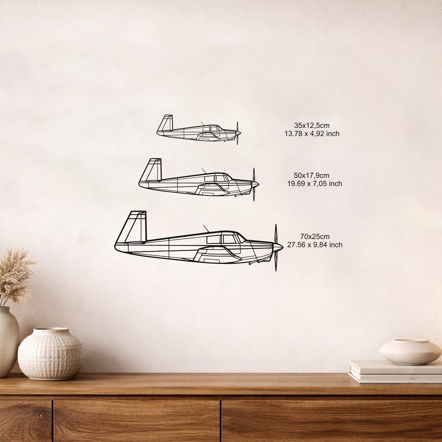 Mooney M20C Uçak Metal Duvar Tablosu Modern Havacılık Sanatı