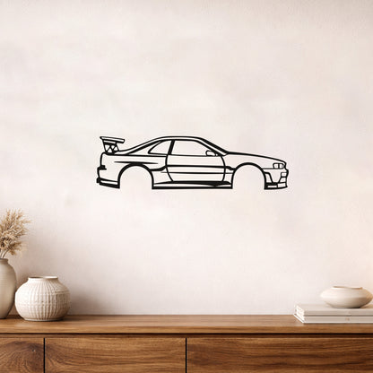 Nissan Skyline R34 Metal Duvar Tablosu İkonik Araba Silüeti
