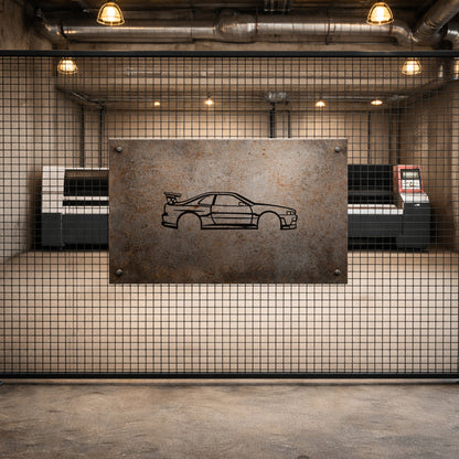 Nissan Skyline R34 Metal Duvar Tablosu İkonik Araba Silüeti