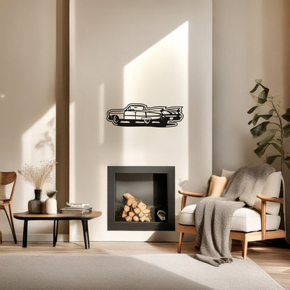 Klasik Cadillac Metal Duvar Tablosu Vintage Araba Silüeti