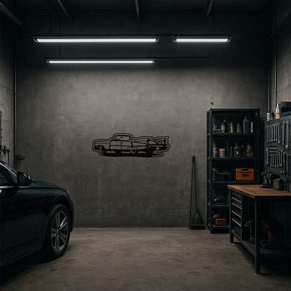 Klasik Cadillac Metal Duvar Tablosu Vintage Araba Silüeti
