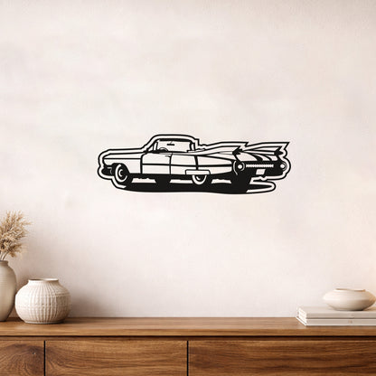 Klasik Cadillac Metal Duvar Tablosu Vintage Araba Silüeti
