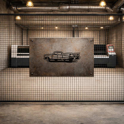 Klasik Cadillac Metal Duvar Tablosu Vintage Araba Silüeti