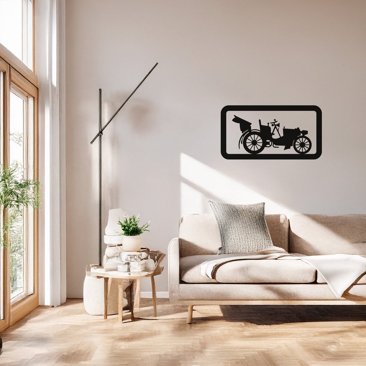 Retro Fayton Araba Metal Duvar Tablosu Çerçeveli Tasarım