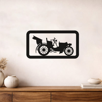 Retro Fayton Araba Metal Duvar Tablosu Çerçeveli Tasarım