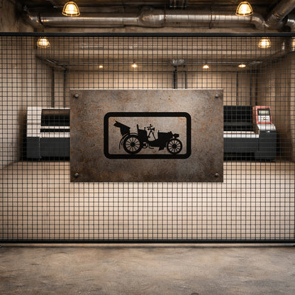 Retro Fayton Araba Metal Duvar Tablosu Çerçeveli Tasarım