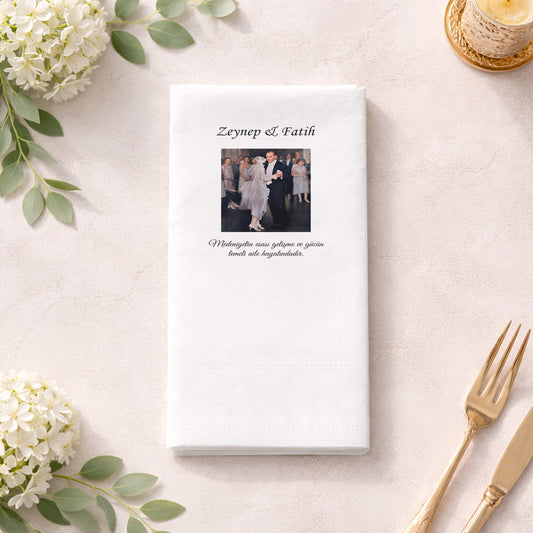 Düğün Nişan Kına İçin Kişiye Özel Baskılı Peçete – Özel Gün Organizasyon Peçetesi
