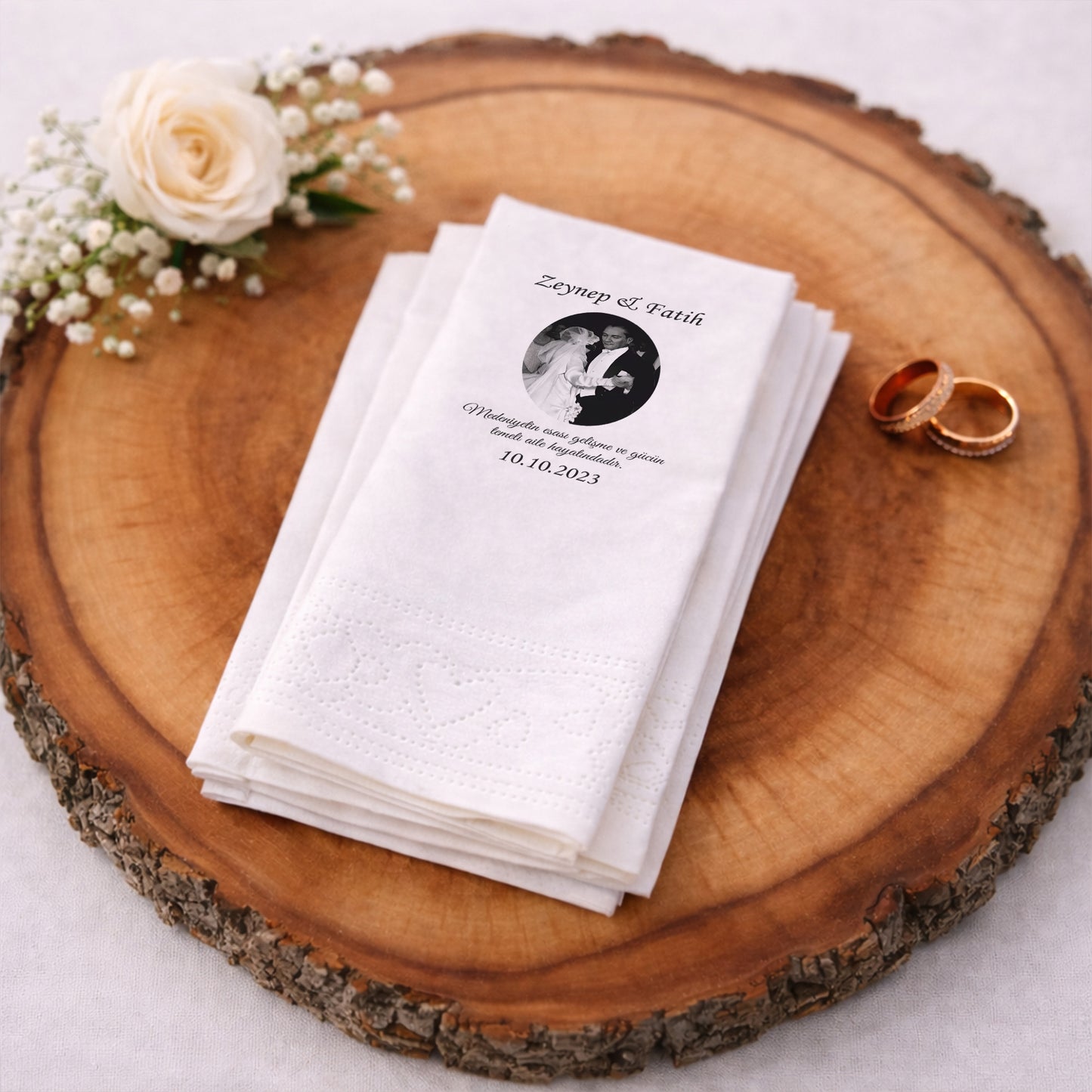 Düğün Nişan Kına İçin Fotoğraflı Baskılı Peçete – Kişiye Özel Özel Gün Peçetesi