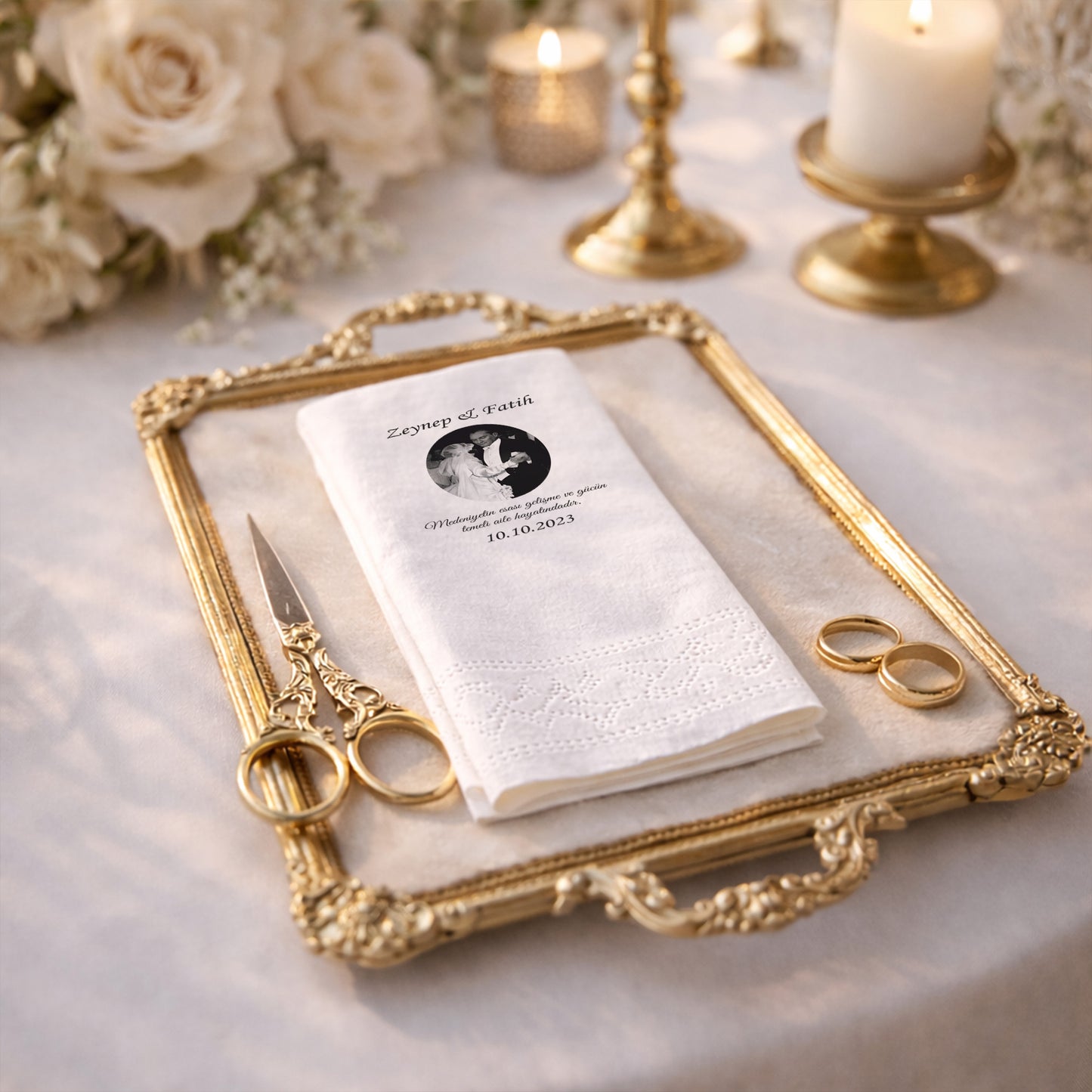 Düğün Nişan Kına İçin Fotoğraflı Baskılı Peçete – Kişiye Özel Özel Gün Peçetesi