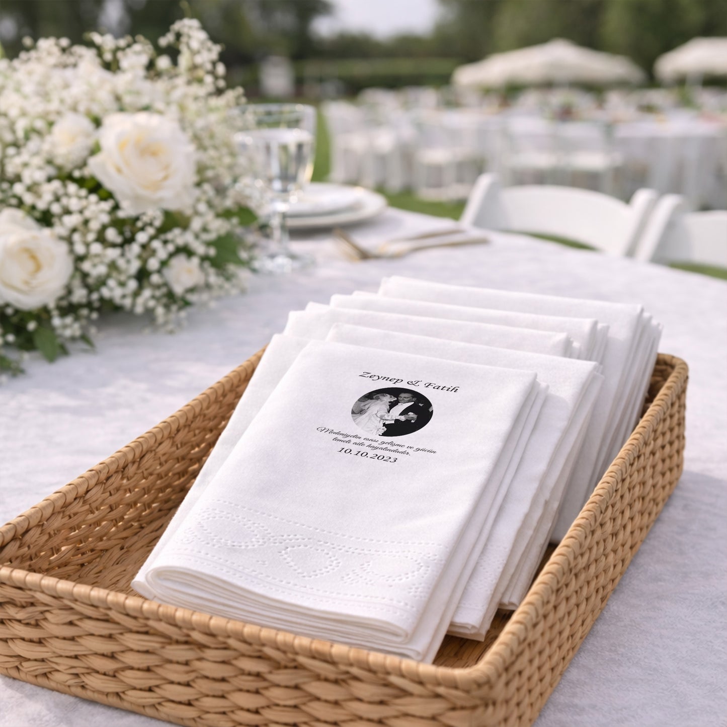 Düğün Nişan Kına İçin Fotoğraflı Baskılı Peçete – Kişiye Özel Özel Gün Peçetesi