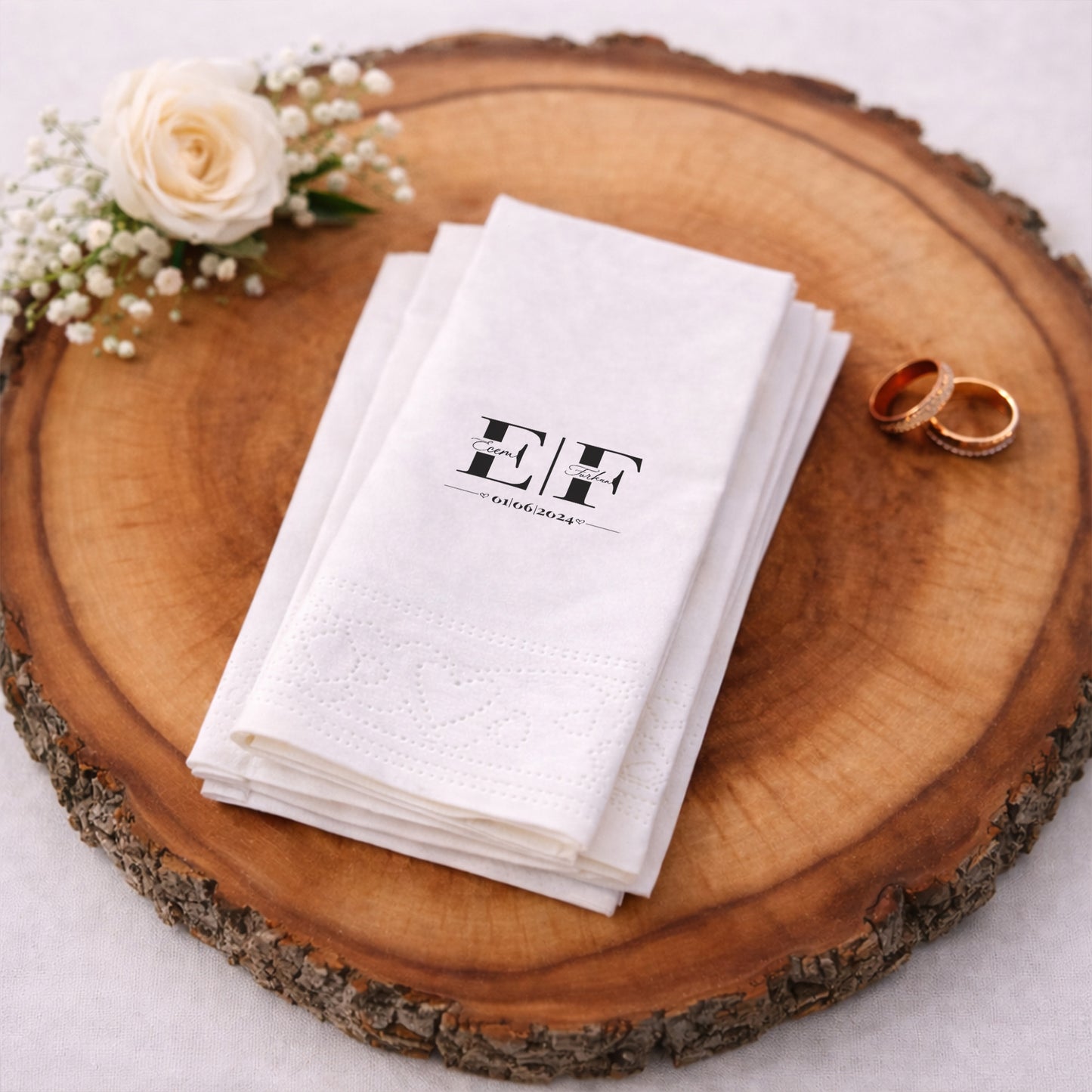 Düğün Nişan Kına İçin Klasik Monogram Baskılı Peçete – Kişiye Özel Peçete