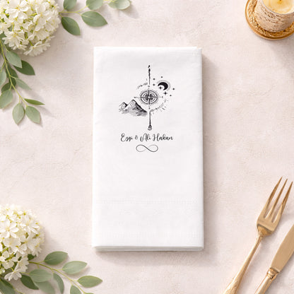 Düğün Nişan Kına İçin Floral Monogram Baskılı Peçete – Kişiye Özel Peçete