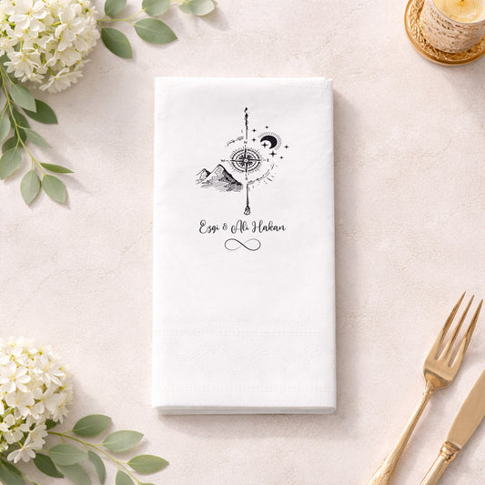 Düğün Nişan Kına İçin Floral Monogram Baskılı Peçete – Kişiye Özel Peçete