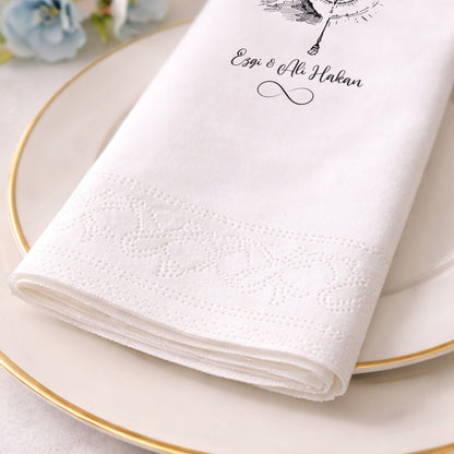 Düğün Nişan Kına İçin Floral Monogram Baskılı Peçete – Kişiye Özel Peçete