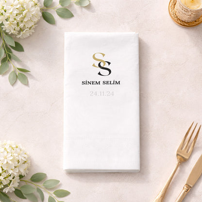 Sinem & Selim Monogramlı Düğün ve Nişan Baskılı Peçete
