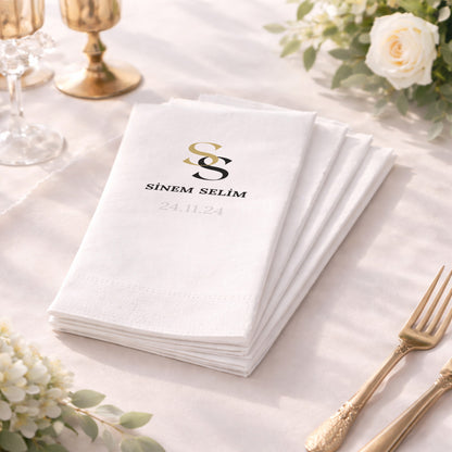 Sinem & Selim Monogramlı Düğün ve Nişan Baskılı Peçete
